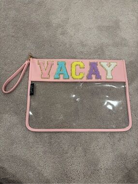 Pink 'VACAY' Clear Wristlet Travel Pouch